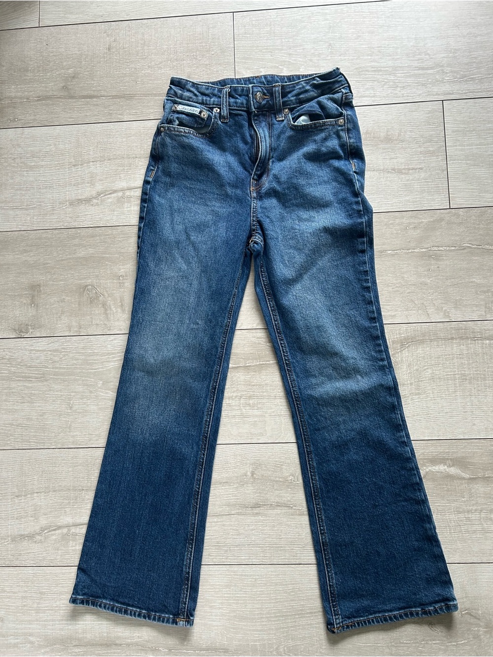Calvin Klein Classic Women's Blue Denim Jeans - high rise flare crop - 25RG